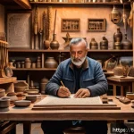 Home 20 소셜 미디어를 활용한 마켓플레이스 프로모션 전략 - A cozy, modern Turkish artisan workshop scene showing a middle-aged craftsman carefully handcrafting...