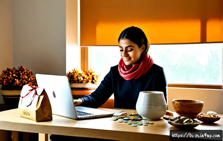마켓플레이스에서의 시즌별 마케팅 전략 - Photorealistic Turkish small-business owner at a clean home office desk preparing seasonal marketpla...